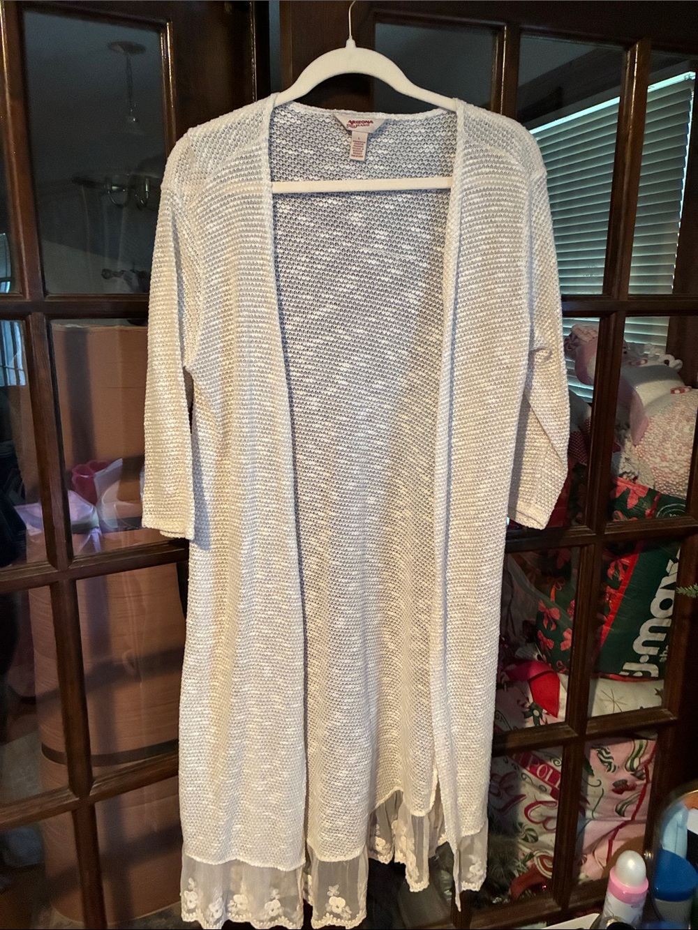 Light Cream Open-Front Knit Women’s Cardigan